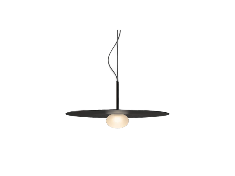 Suspension Disque Plat Noir et Globe en Verre pour ampoule G4