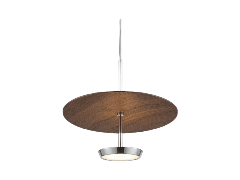 Suspension Disque Noyer avec Module LED Inférieur