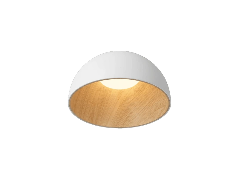 Plafonnier Dôme - Aluminium et Effet Chêne Naturel
